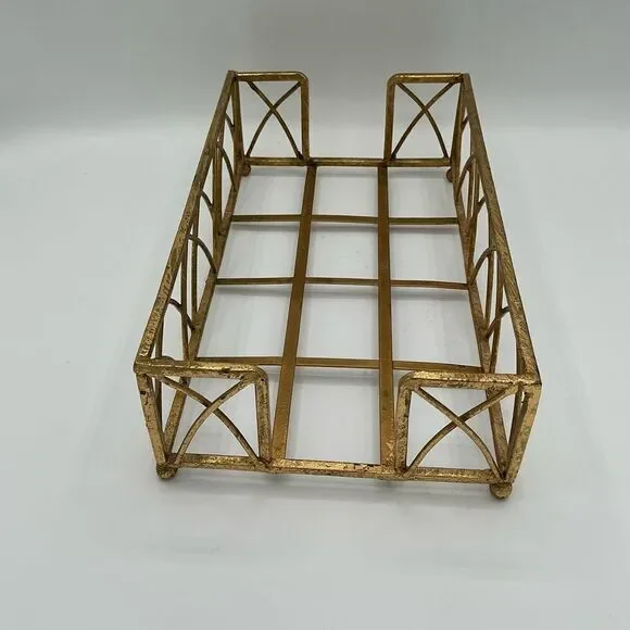 Gold Metal Tray for Folded Paper Guest Bathroom Hand Towels Napkins 5x9