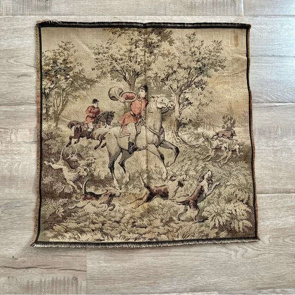 Vintage Needlepoint Classic Italian Square Tapestry Rug Made In Italy 19”‎