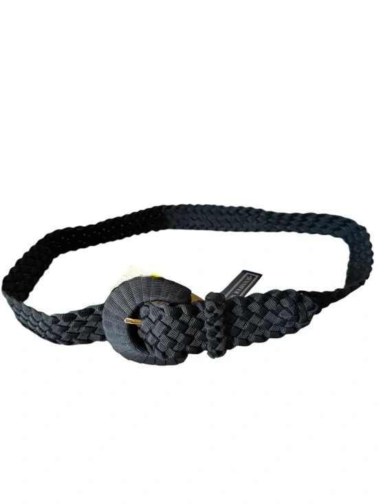 Jennifer Moore Vintage Black Braided Women's‎ Belt with Round Wrapped Buckle NWT