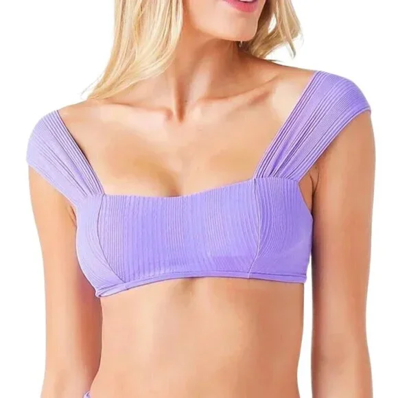 NWT l*space Pointelle Rib Gizelle Bikini Top in Amethyst Sz. S