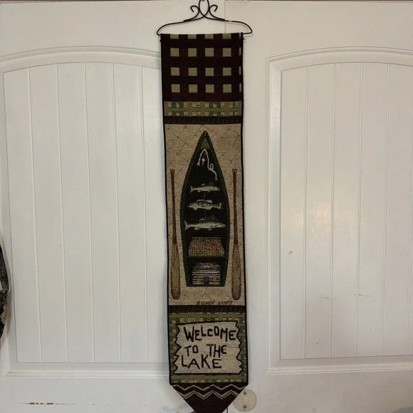 Lake Getaway Welcome To The Lake Outdoors Fishing Tapestry Wall Hanging Bellpull