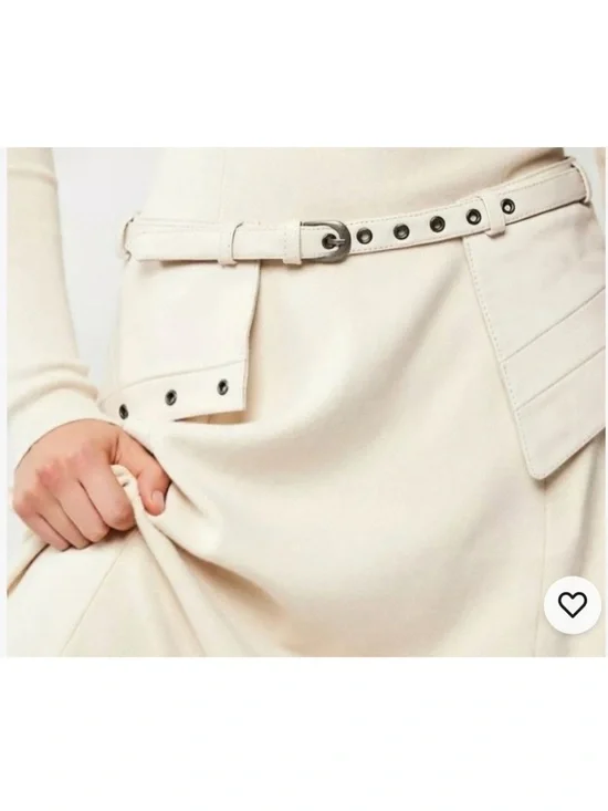 Free People Daytona Bone/Ivory Color Leather Skirt Belt ‎ Size S