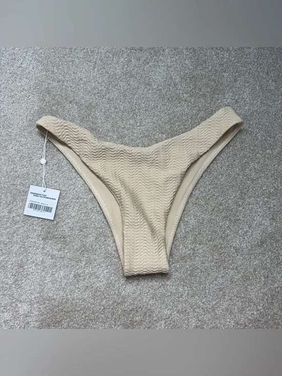 Monday Swimwear Byron vanilla Textured High-Cut Bikini Bottom NWT medium