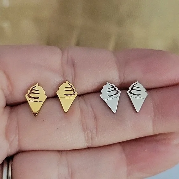 Ice Cream Cone Stud Earrings, choice of color