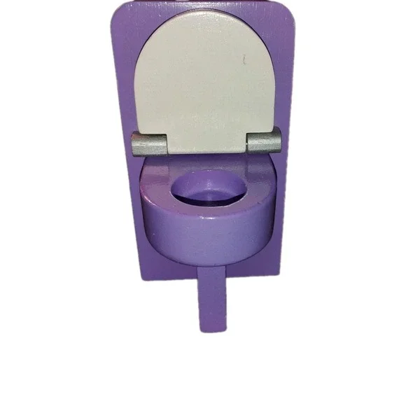 Purple Toilet Potty for Dollhouse Wooden w/ Lid Standalone‎