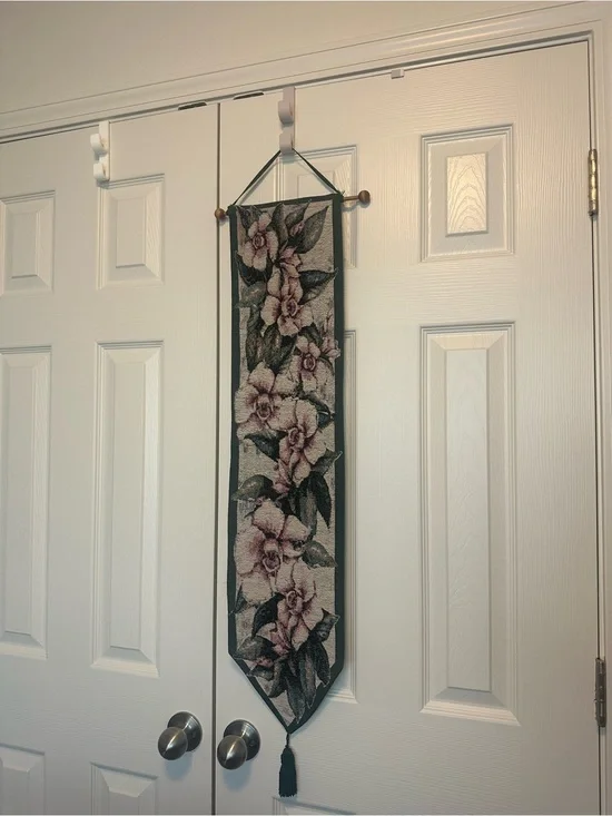 Floral Tapestry Wall Hanging in Green and Pink