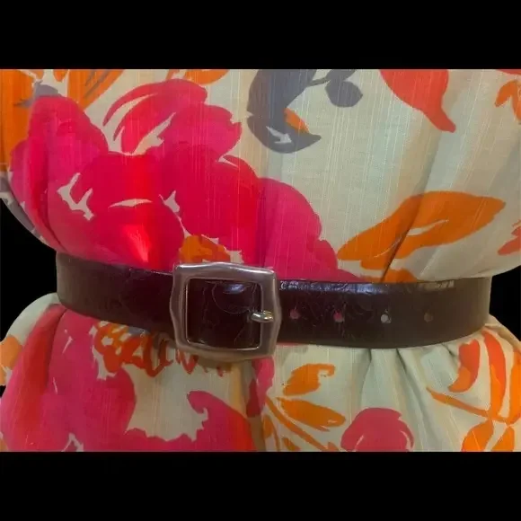 Tweeds Embossed Black Leather‎ Belt Small made in the USA