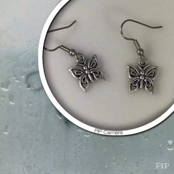 Pewter Butterfly Earrings