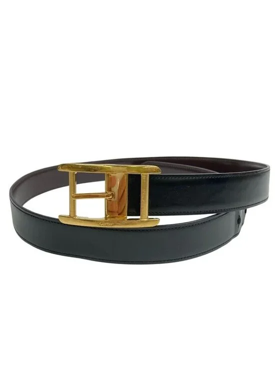 Cartier Belt Tank American Black Brown Leather Reversible Gold