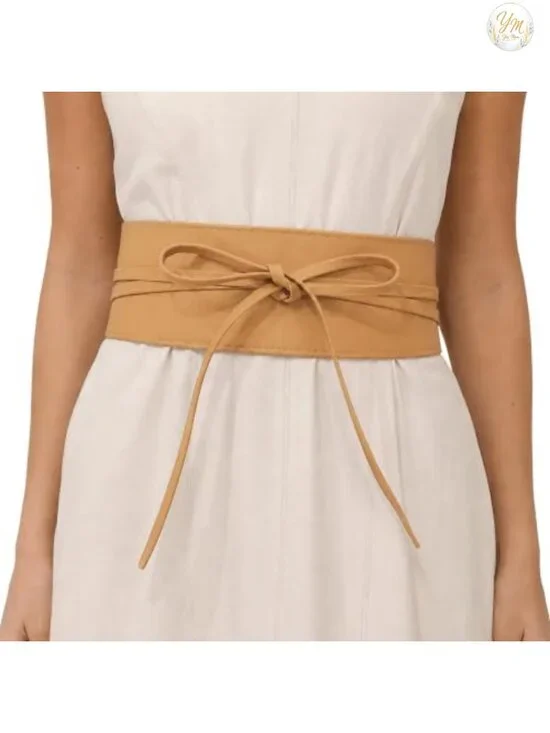 Italian Leather Obi Belt Wide Waist Belt for Women