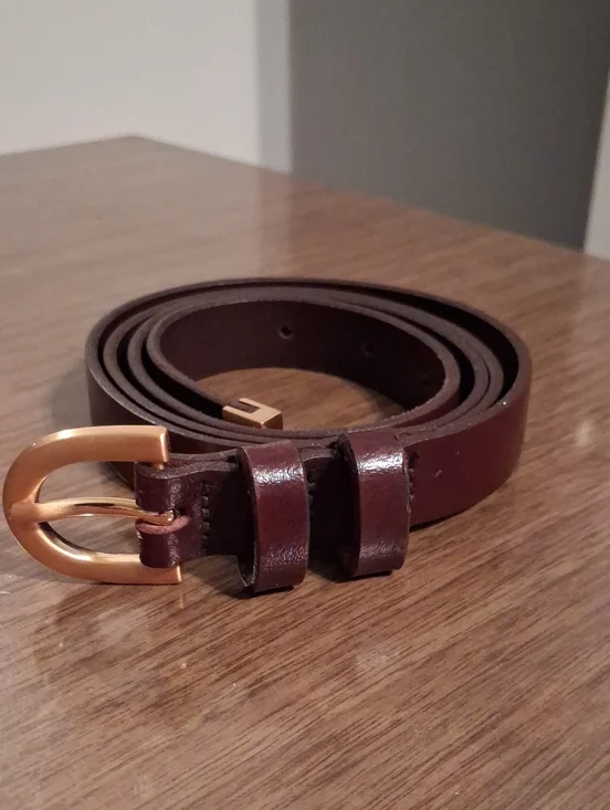 Womens J. Crew Italian Leather Belt with Gold Buckle 42
