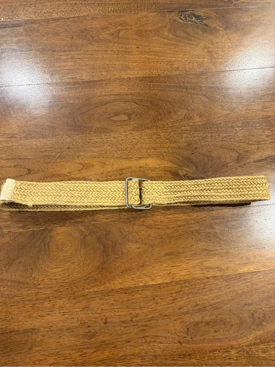 Woven Tan Braided Belt with Silver Buckle