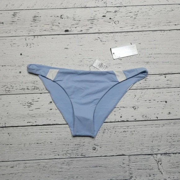 L Space Johnny Bikini Bottom Womens‎ Large Blue White Swimwear Made USA CBJHC18