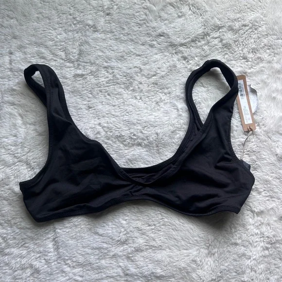 SKIMS Signature Swim Plunge Triangle Top Onyx Black BT-PLG-7500W Women's M NWT