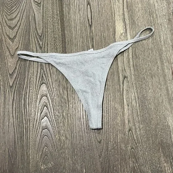 NWT Skims Track Glitter Swim String Thong Swimwear Bikini Sparkly Nickle 3X