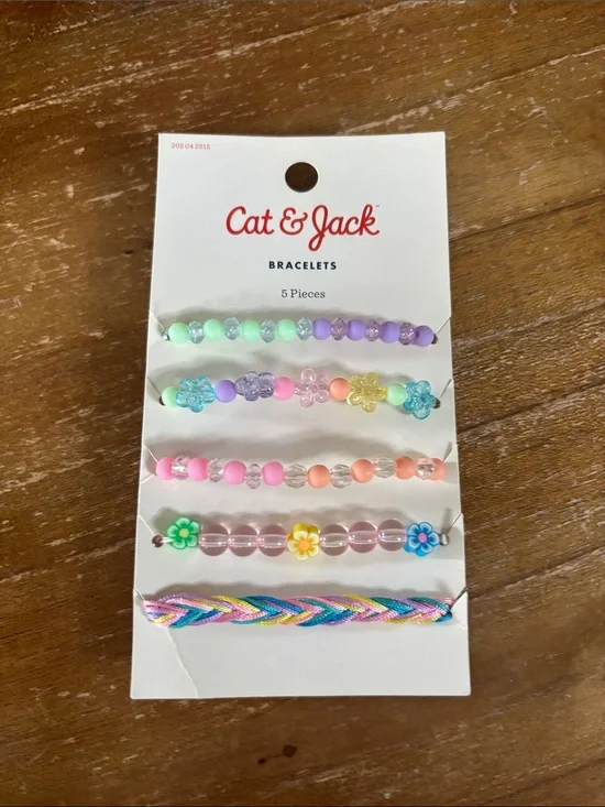 Cat & Jack Kids' Pastel Flower Beaded Bracelet Set - Multicolor
