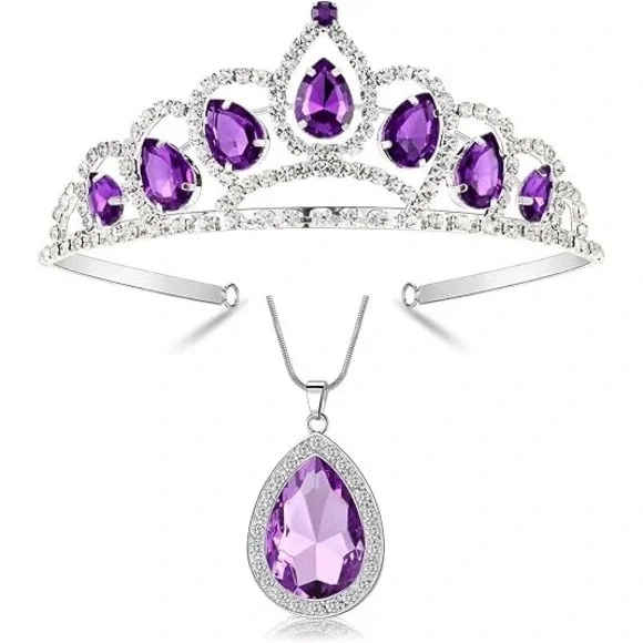 Multi-Theme Cartoon Princess Tiara &‎ Necklace Jewelry Set