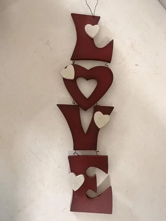 Decorative Hanging LOVE Sign with Heart Accents