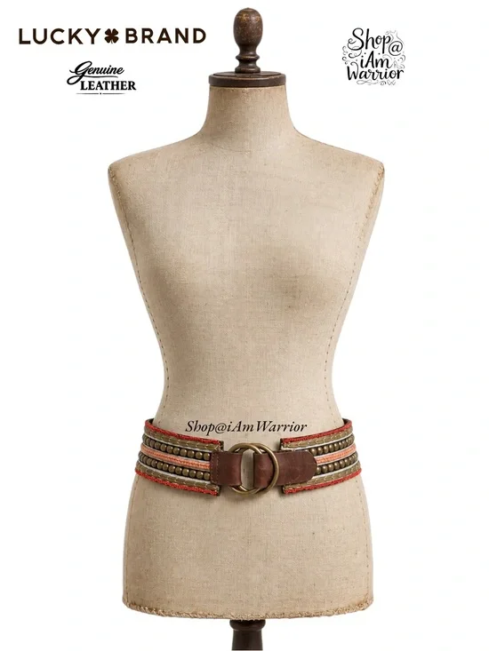Lucky Brand Artisan D-Ring Embellished Vintage Leather Belt *shop@iamwarrior