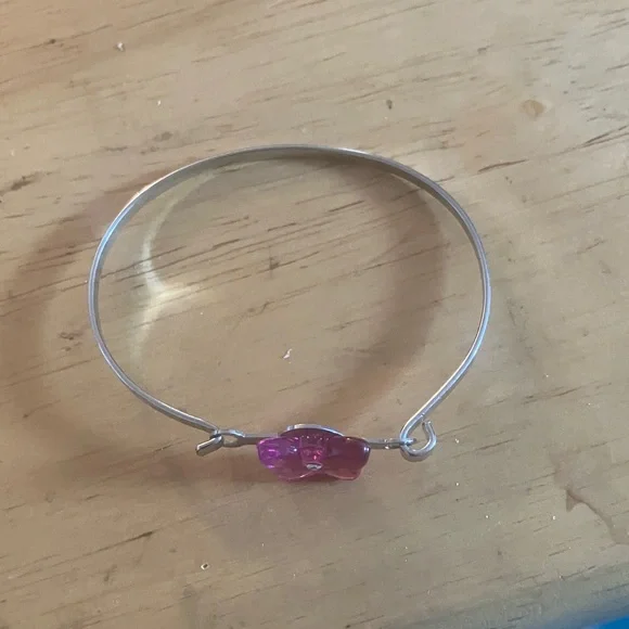 Children’s elegant Silver Bracelet with Pink butterfly