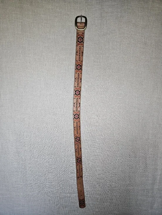 Fossil Brown Leather Belt with Brass Buckle