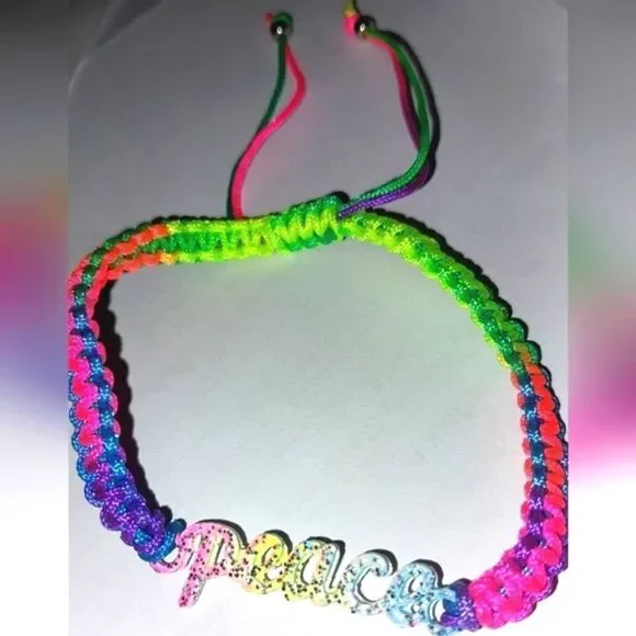 Kids Rainbow Super Cute Girls Peace Bracelet