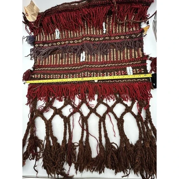 Vintage‎ Wool Salt Bag Tapestry Tassels Camel Saddlebag Single Tribal Wall Hang