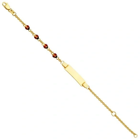 Kids Girls Dainty 14k Gold Bug Bracelet 6 inches