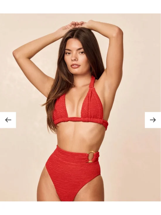 NWT Monday Swimwear MOROCCO TOP - Cherry Chili CRINKLE Red- Size VV XXL 14/16