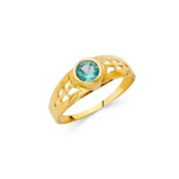 14K Gold December Birth Stone CZ Babies Ring