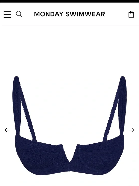 Monday Swimwear Navy Textured Underwire Bikini Top