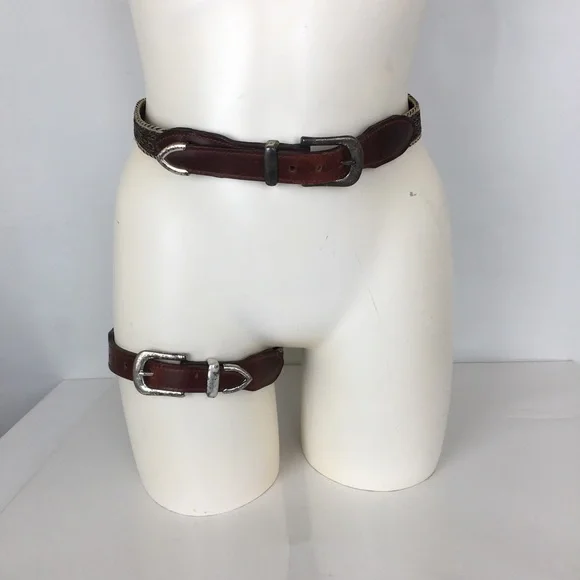 Western Leather & Horse Hair Belt Matching Leg Strap/Hat Band Rodeo Equestrian