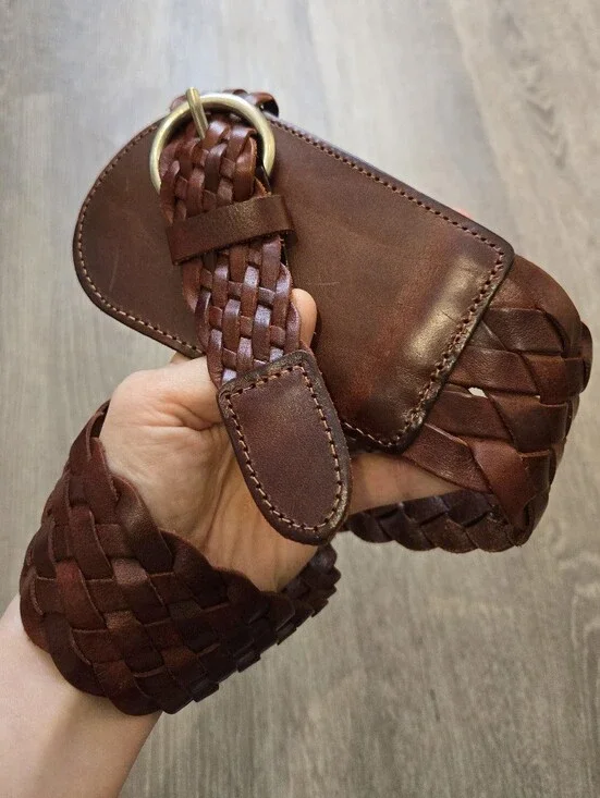 Brown Braided Equestrian Leather Corset Belt Fairycore Size 30-38
