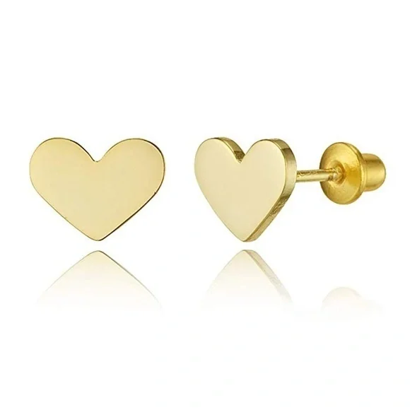 New Gold Plated Brass Heart Earrings