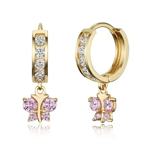 Gold Plated Huggies Butterfly Hoop Earrings