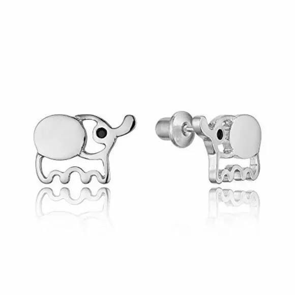 14k gold plated CZ Elephant Screwback Earrings!.