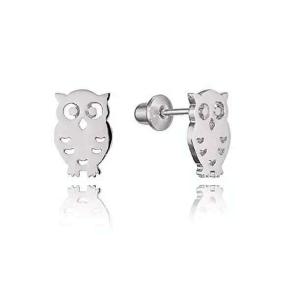 14k gold plated Owl screwback Earrings Girls!.