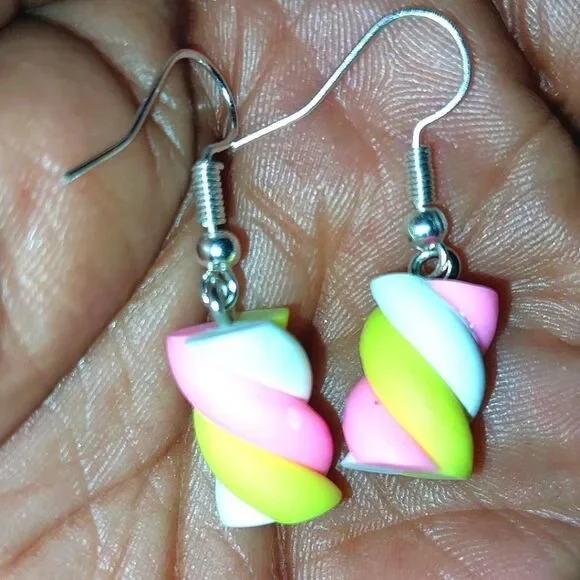 Hand crafted marshmallow dangle earrings