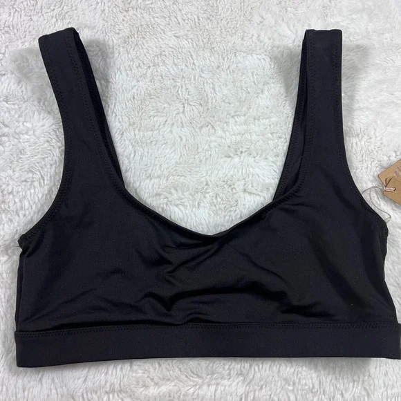 SKIMS Swim Scoop Neck Bikini Top Onyx Black SW-TNK-0743 Women's XS NEW‎