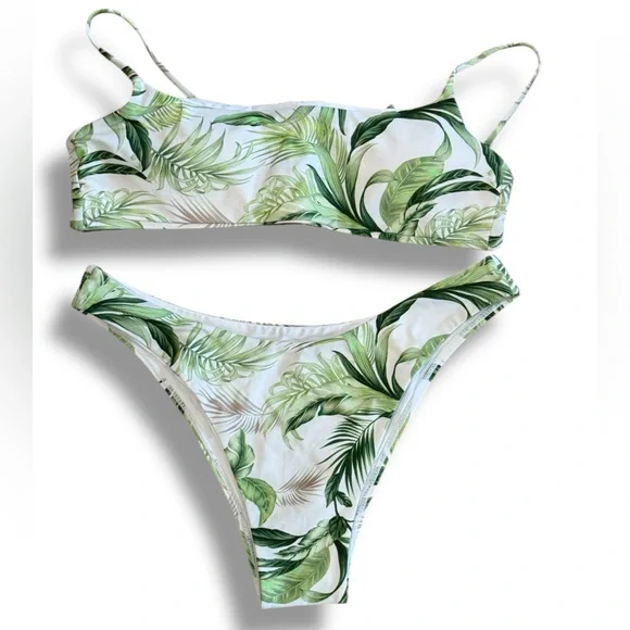 Monday Swimwear Tropical Leaf Bikini Top (L)‎ and Bottom (V)