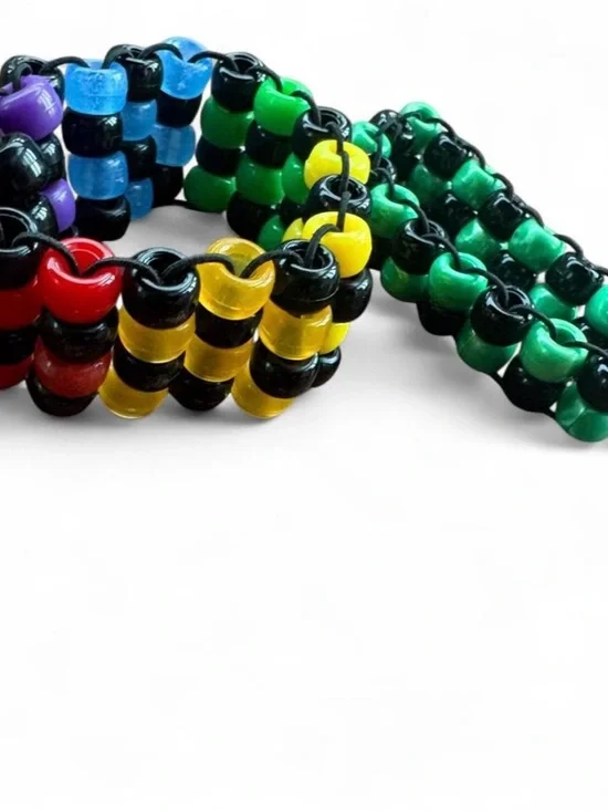 Colorblock Beaded Stretch Bracelet Set with Black Accents
