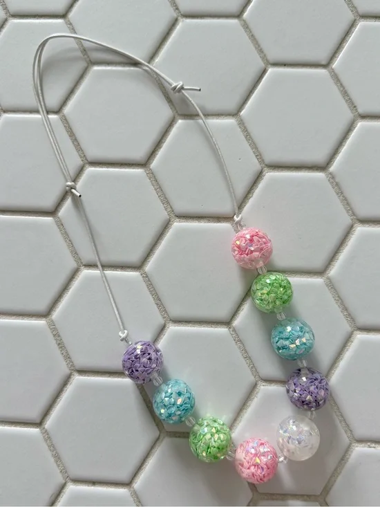Colorful Pastel Sequin Bubble Necklace - Pink, Green, Blue, Purple