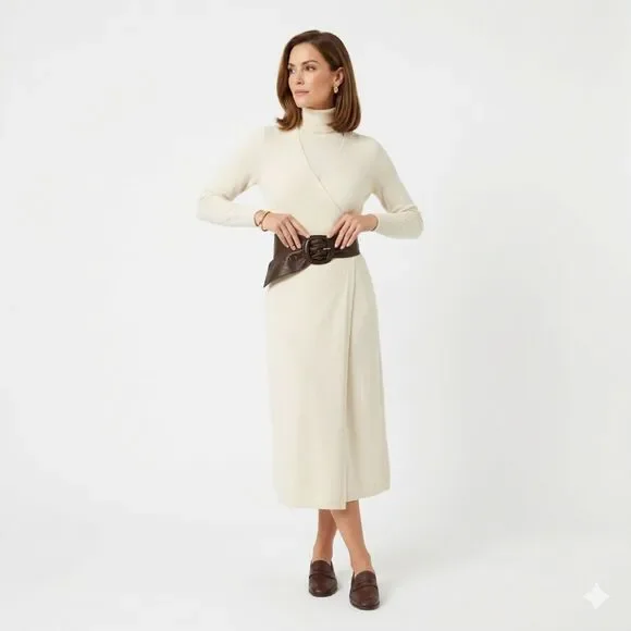 Max Mara Brown Leather Wide Waist Belt Brown Tone Buckle Made In Italy Luxury S
