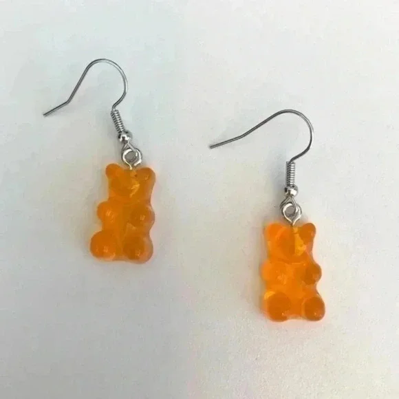 Orange Gummy Bear Resin Earrings NWT