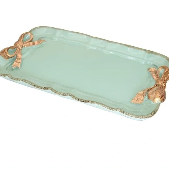 Coquette jewelry tray with golden bows
