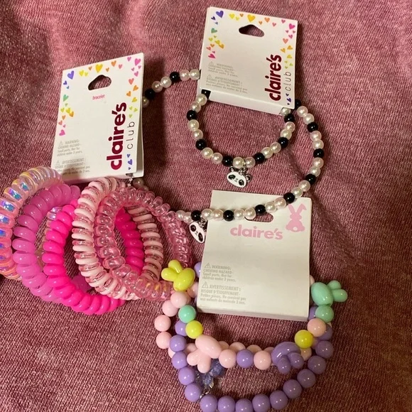 Girls Claire’s Bracelet & Choker Bundle NWT Panda Bunnies