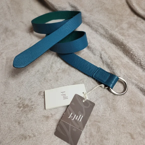 NWT J. Jill Genuine Leather Green Blue Teal D-ring‎ Belt 46