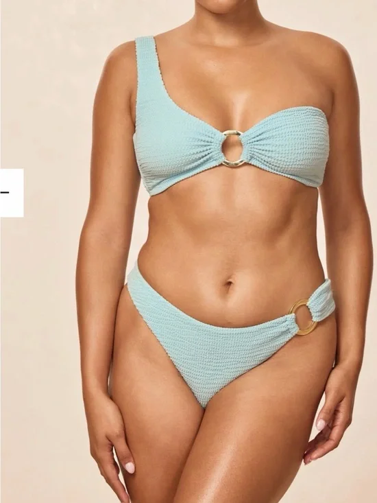 Monday Swimwear Seafoam One-Shoulder Ring Bikini Set