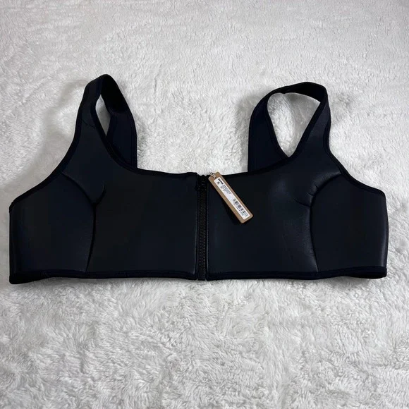 SKIMS Rubberized Scuba Swim Scoop Neck Bikini Top‎ Onyx Black BT-SCP-3159 4X NWT