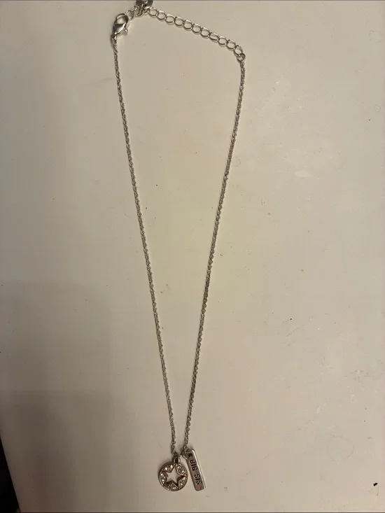Silver Star Pendant Necklace for Kids with 'BIG SIS' Tag